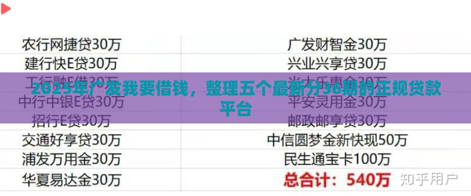 2025年广发我要借钱，整理五个最新分36期的正规贷款平台