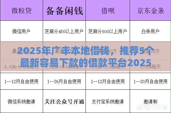2025年广丰本地借钱，推荐5个最新容易下款的借款平台2025