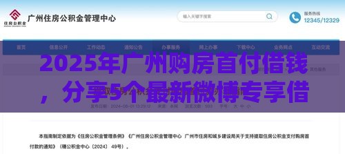 2025年广州购房首付借钱，分享5个最新微博专享借钱平台