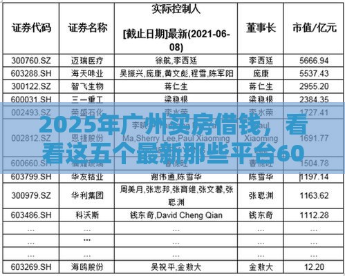 2025年广州买房借钱，看看这五个最新那些平台60—65岁可以借钱