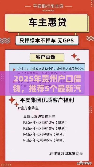 2025年贵州户口借钱,推荐5个最新汽车抵押贷款平台好 2025年贵州户口借钱,推荐5个最新汽车抵押贷款平台好