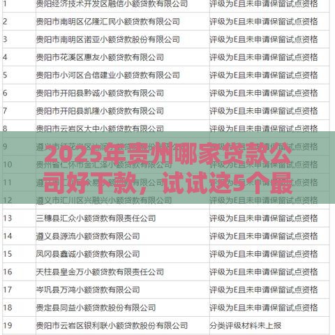 2025年贵州哪家贷款公司好下款，试试这5个最新国外贷款平台
