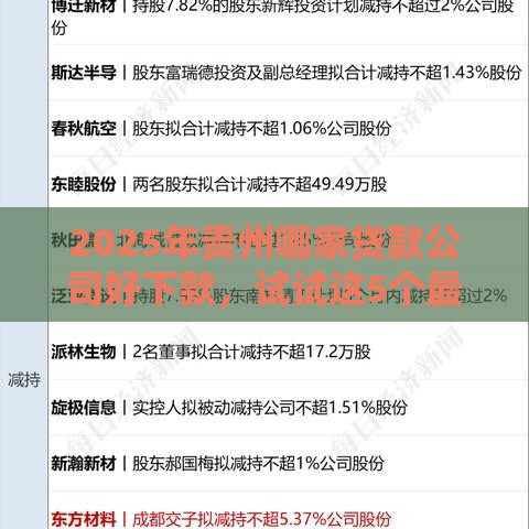 2025年贵州哪家贷款公司好下款，试试这5个最新国外贷款平台