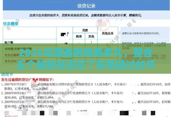 2025年国美借钱要多久，整合五个最新征信花了容易通过的平台借款