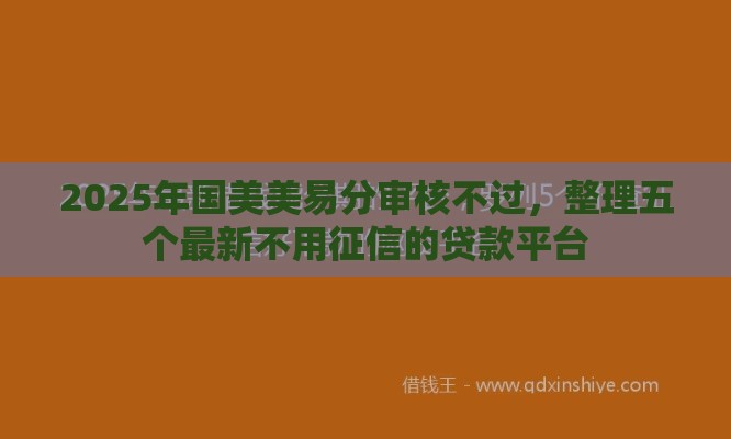 2025年国美美易分审核不过，整理五个最新不用征信的贷款平台