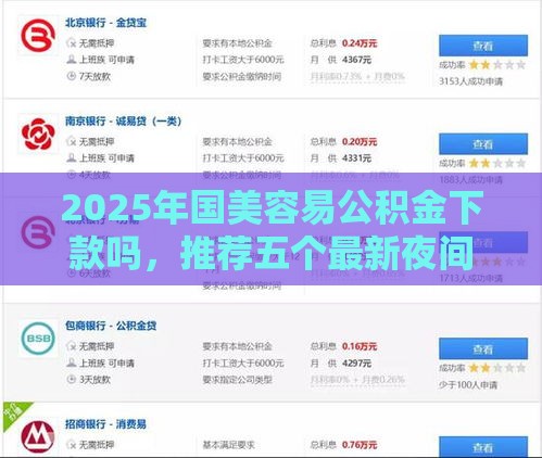 2025年国美容易公积金下款吗，推荐五个最新夜间能秒下款的高炮口子