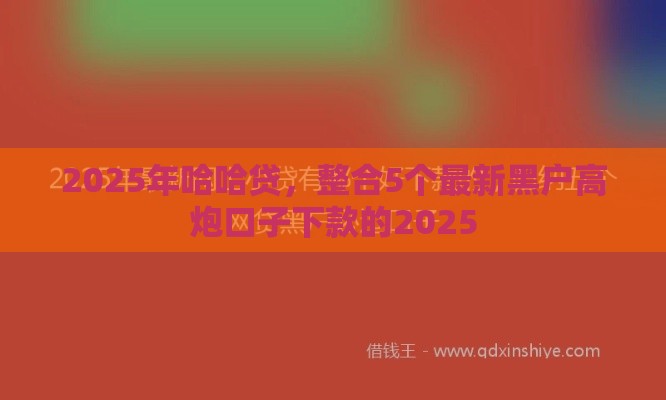 2025年哈哈贷，整合5个最新黑户高炮口子下款的2025