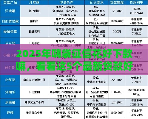 2025年嗨袋征信花好下款嘛，看看这5个最新贷款好平台
