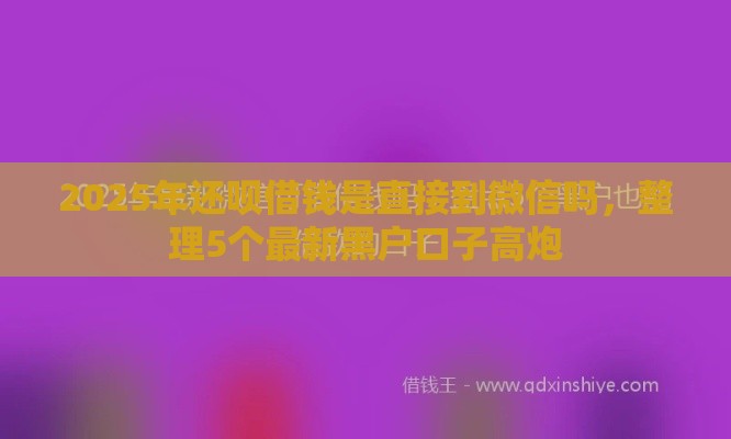 2025年还呗借钱是直接到微信吗，整理5个最新黑户口子高炮