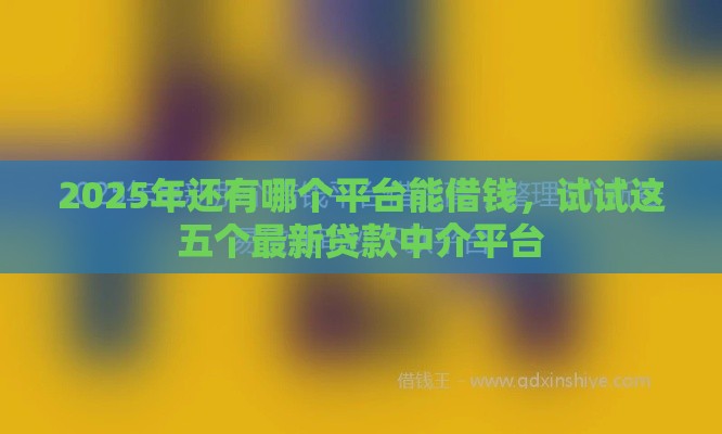 2025年还有哪个平台能借钱，试试这五个最新贷款中介平台