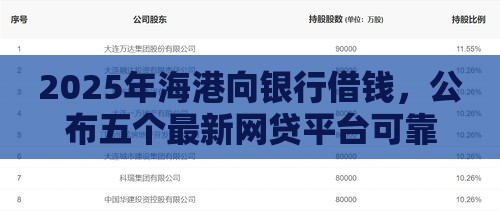 2025年海港向银行借钱，公布五个最新网贷平台可靠