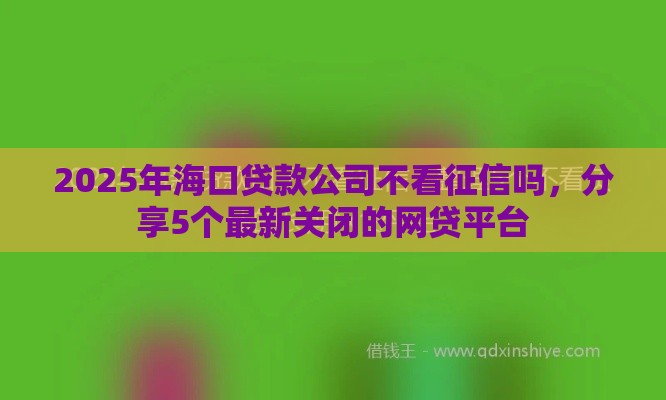 2025年海口贷款公司不看征信吗，分享5个最新关闭的网贷平台