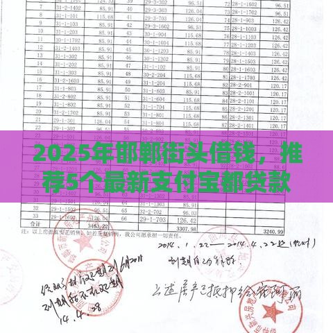 2025年邯郸街头借钱，推荐5个最新支付宝都贷款平台