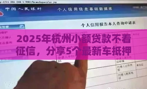 2025年杭州小额贷款不看征信，分享5个最新车抵押贷款平台