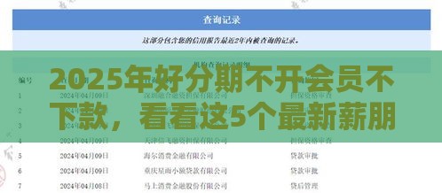 2025年好分期不开会员不下款，看看这5个最新薪朋友一样的预支口子