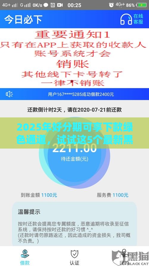 2025年好分期可享下款绿色通道，试试这5个最新黑名单也能贷款的平台