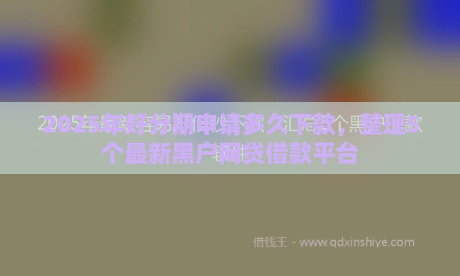 2025年好分期申请多久下款，整理5个最新黑户网贷借款平台