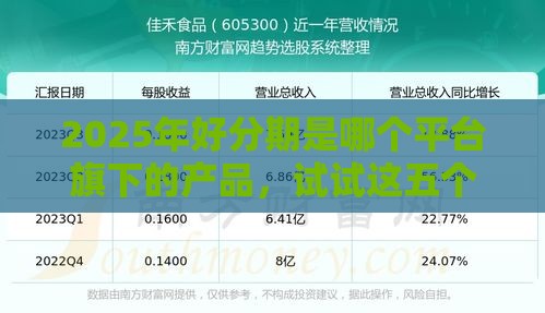 2025年好分期是哪个平台旗下的产品，试试这五个最新黑口子贷款秒过的口子