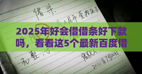 2025年好会借借条好下款吗，看看这5个最新百度借钱平台