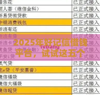 2025年好记信借钱平台，试试这五个最新网贷平台排行
