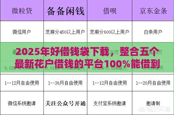 2025年好借钱袋下载，整合五个最新花户借钱的平台100%能借到