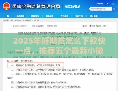 2025年好期贷怎么下款快一点，推荐五个最新小微金融贷款平台