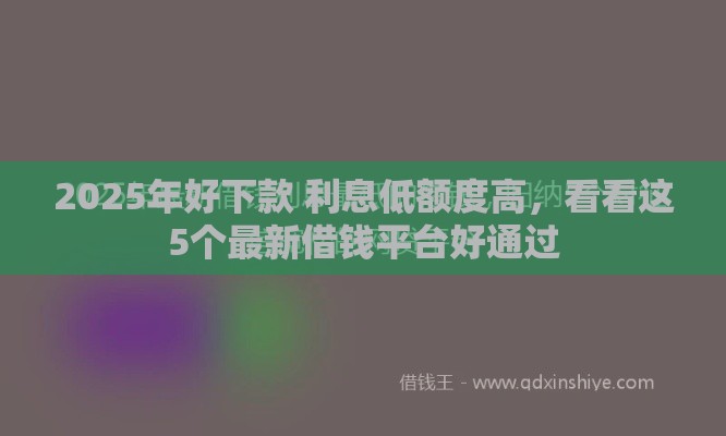 2025年好下款 利息低额度高，看看这5个最新借钱平台好通过