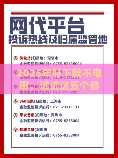 2025年好下款不电审，试试这五个最新投诉网贷平台