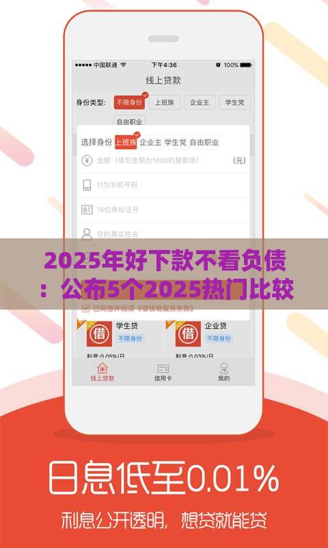 2025年好下款不看负债：公布5个2025热门比较正规的贷款平台
