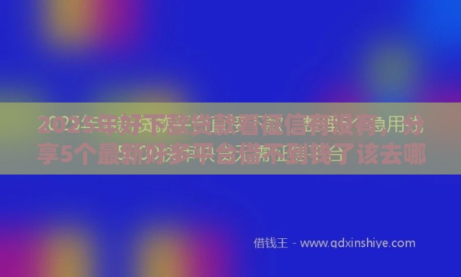 2025年好下款贷款看征信有没有，分享5个最新好多平台借不到钱了该去哪借钱