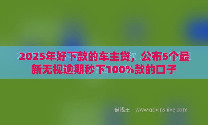 2025年好下款的车主贷，公布5个最新无视逾期秒下100%款的口子
