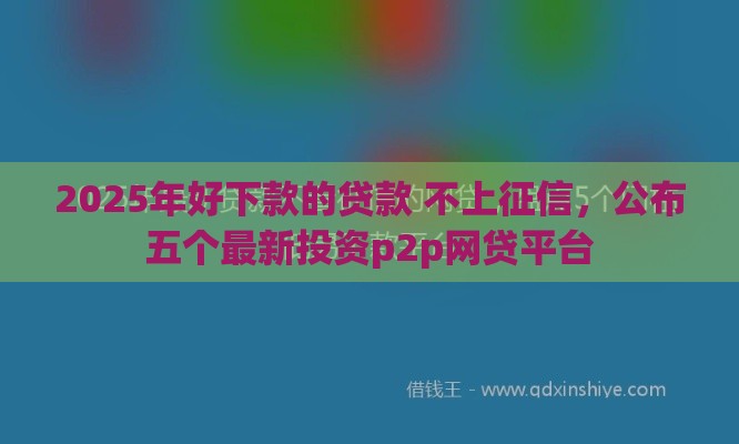 2025年好下款的贷款 不上征信，公布五个最新投资p2p网贷平台