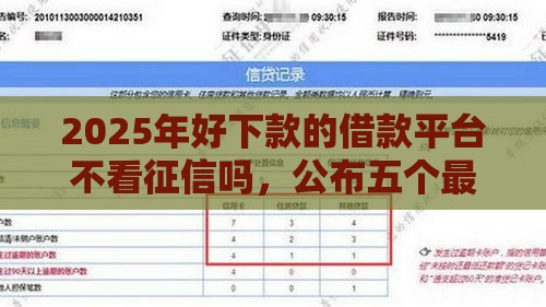 2025年好下款的借款平台不看征信吗，公布五个最新贷款额度高的平台