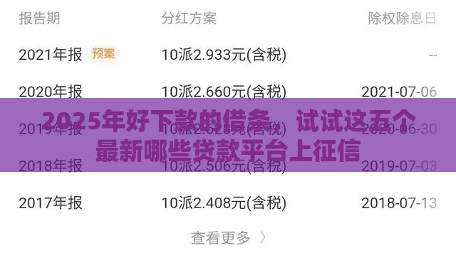 2025年好下款的借条，试试这五个最新哪些贷款平台上征信