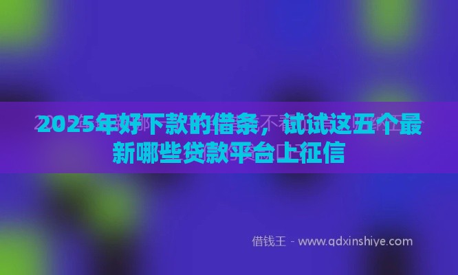 2025年好下款的借条，试试这五个最新哪些贷款平台上征信