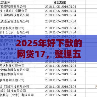 2025年好下款的网贷17，整理五个最新网贷借款平台好下款