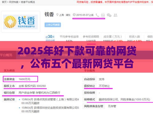 2025年好下款可靠的网贷，公布五个最新网贷平台
