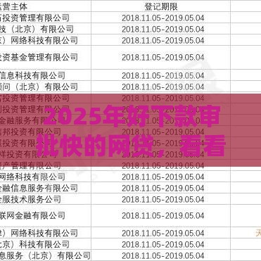 2025年好下款审批快的网贷，看看这5个最新借款平台的钱好借一点