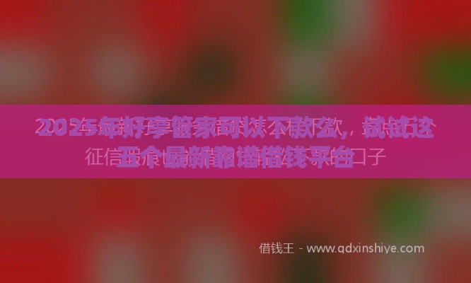 2025年好享管家可以下款么，试试这五个最新靠谱借钱平台