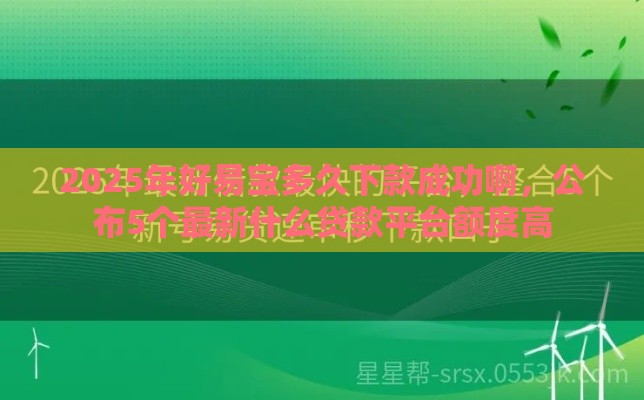 2025年好易宝多久下款成功啊，公布5个最新什么贷款平台额度高
