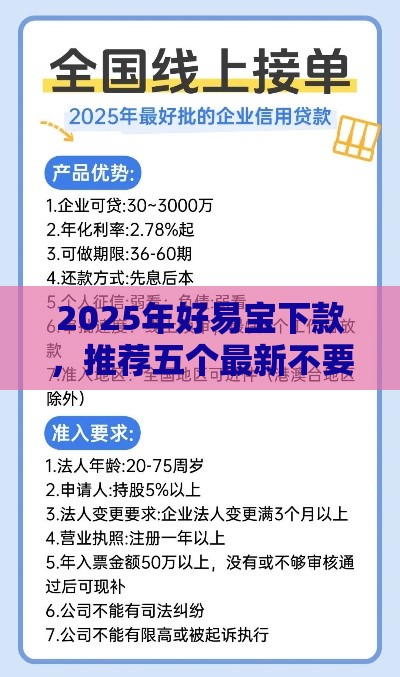 2025年好易宝下款，推荐五个最新不要征信的网贷平台