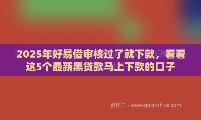 2025年好易借审核过了就下款，看看这5个最新黑贷款马上下款的口子