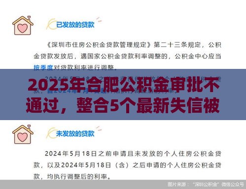2025年合肥公积金审批不通过，整合5个最新失信被执行人可以贷款的平台