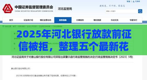 2025年河北银行放款前征信被拒，整理五个最新花户必下的平台100%通过率