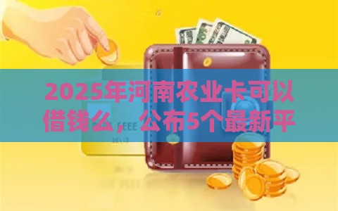 2025年河南农业卡可以借钱么，公布5个最新平台容易贷款