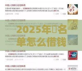 2025年黒名单怎么借钱，整合5个最新银行贷款咨询平台
