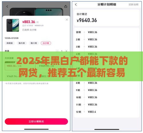 2025年黑白户都能下款的网贷，推荐五个最新容易借钱的平台