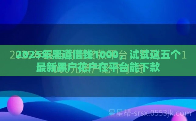 2025年黑道借钱1000，试试这五个最新黑户花户在平台能下款