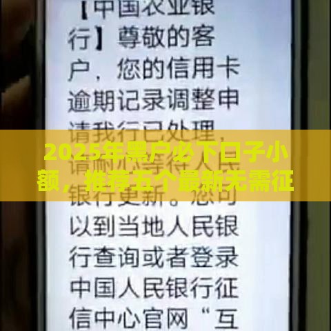 2025年黑户必下口子小额，推荐五个最新无需征信的贷款平台