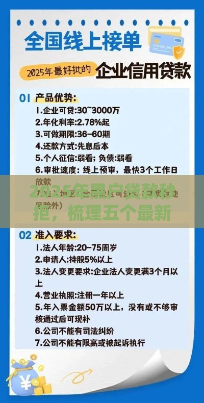 2025年黑户贷款秒拒，梳理五个最新正规小额贷款平台